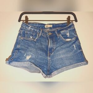 Zara - High waist blue shorts
